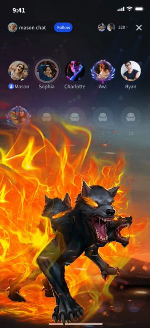 Fiery Three-Headed Wolf